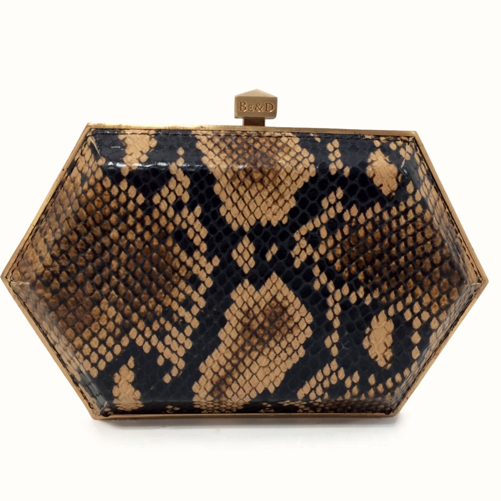 Be & D Snake Embossed Leather Clutch - Picture 3 of 8